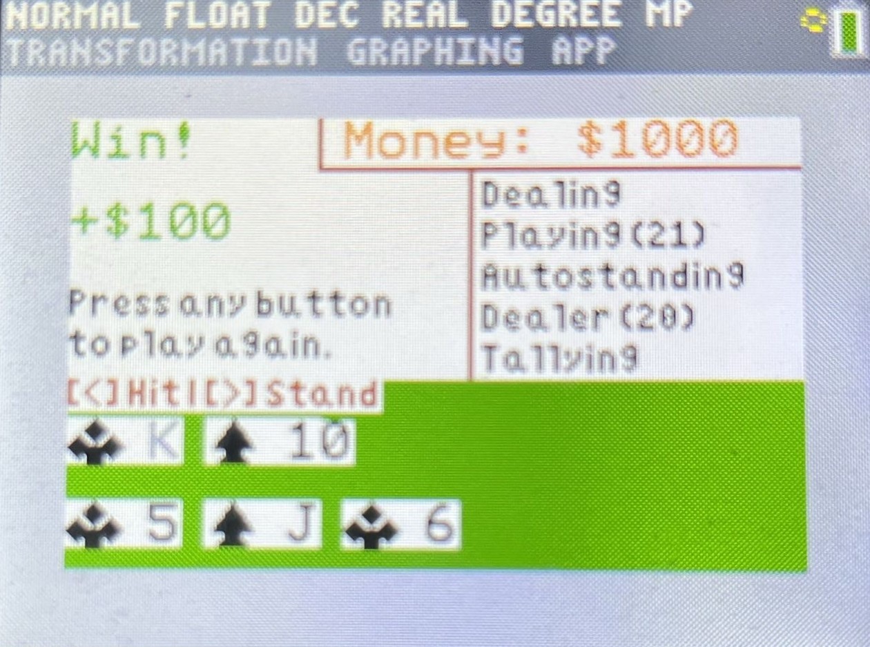 Blackjack on the TI-84 Calculator
